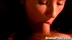 Hot young brunette girl want to thank older man with her pussy