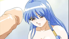 Hentai self squeezing her bigboobs and licking pussy