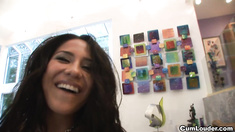 Hot latina Jenaveve Jolie takes Cum over big boobs