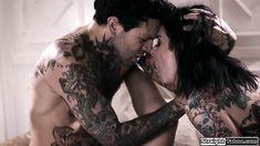 Tattooed milf gets anal fucked and facesits a girl in 3some