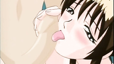 Bondage hentai gets vibrator in her pussy and sucked cocks