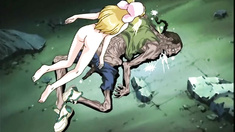 Cute hentai sucking monster cock and tittyfucking